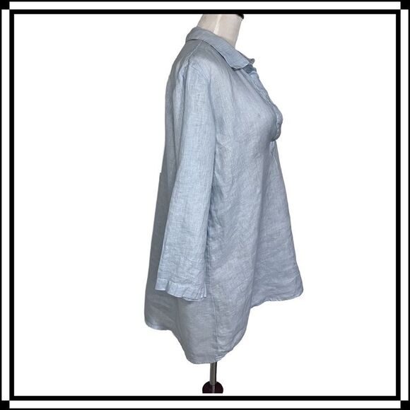 EUC!! CP Shades Light Blue, Linen Tunic, Size Med - Picture 5 of 6